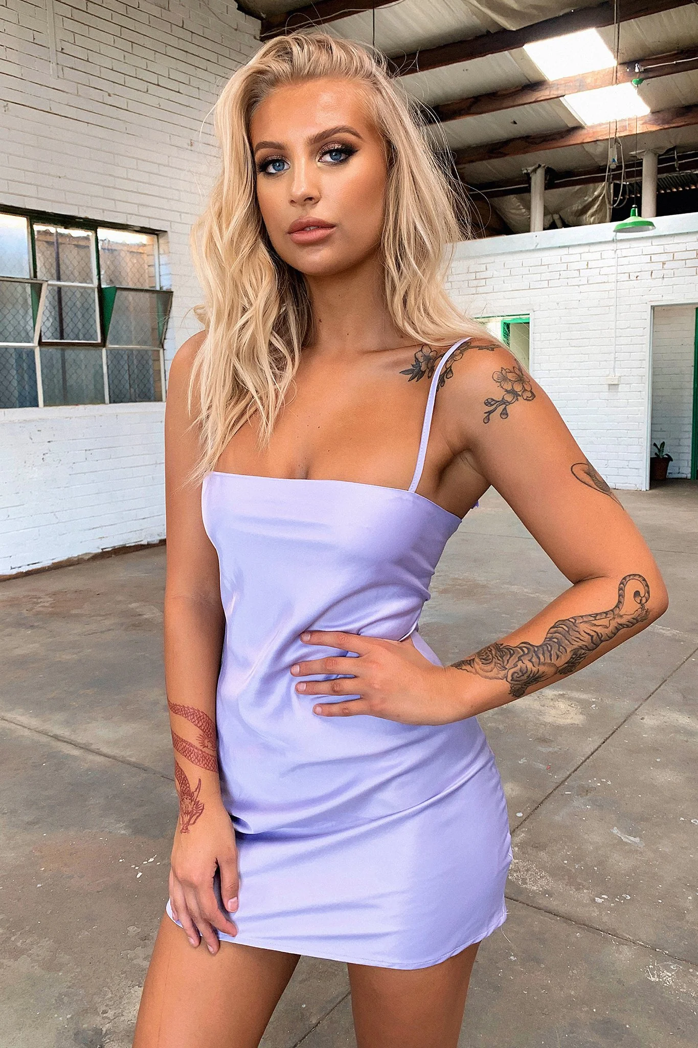 Addison Satin Mini Dress - Lilac - Image 4