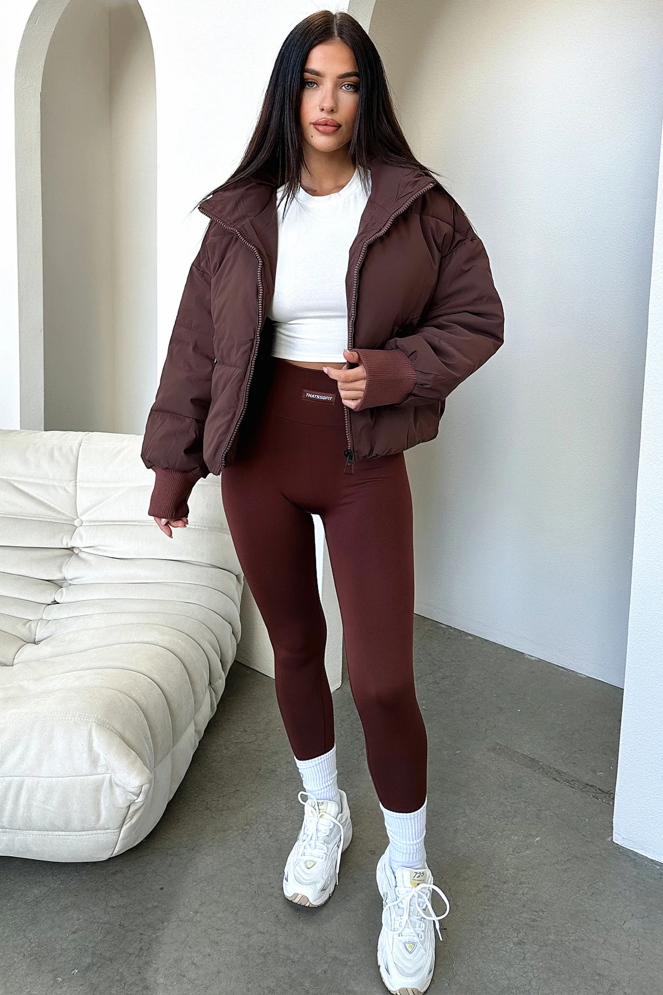 Ajax Puffer Jacket - Brown - Image 5