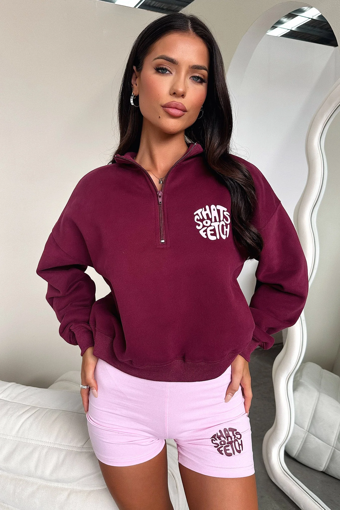 Beckham Half Zip Sweater - Burgundy - Image 6