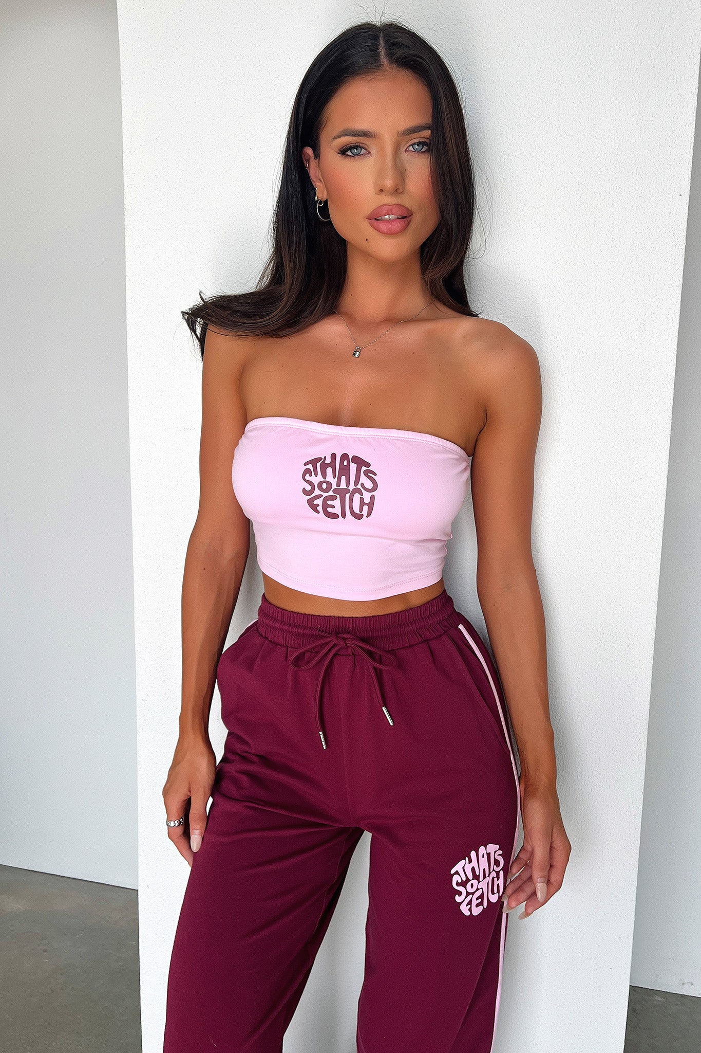 Beckham Wide Leg Pants - Burgundy - Image 2