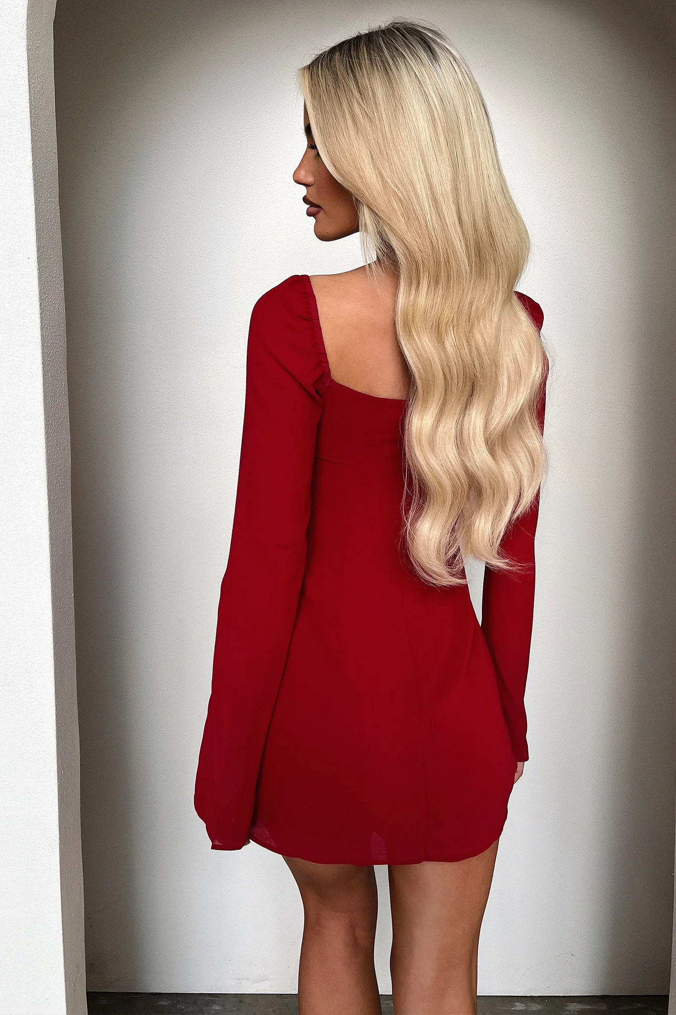 Charisma Long Sleeve Mini Dress - Red - Image 6