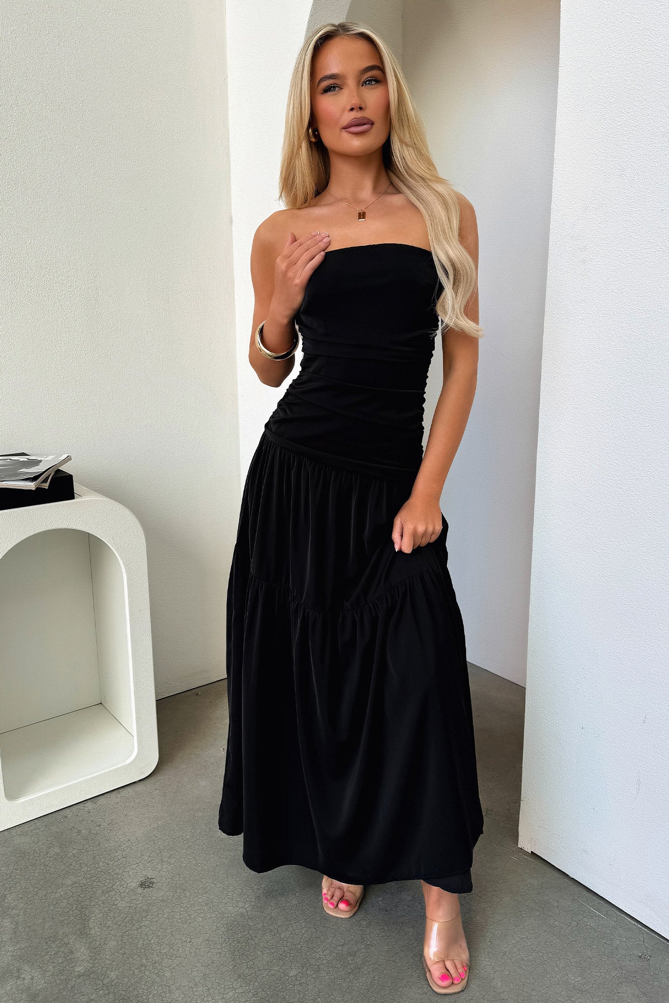 Charlotte Strapless Maxi Dress - Black - Image 3