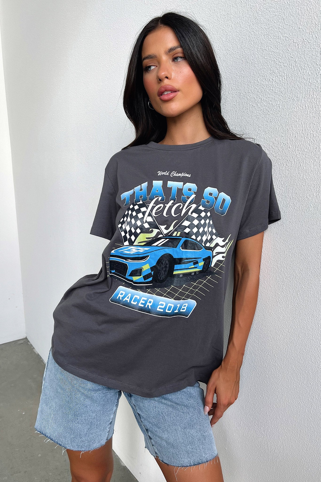 Homestretch Oversized Tee - Charcoal - Image 4