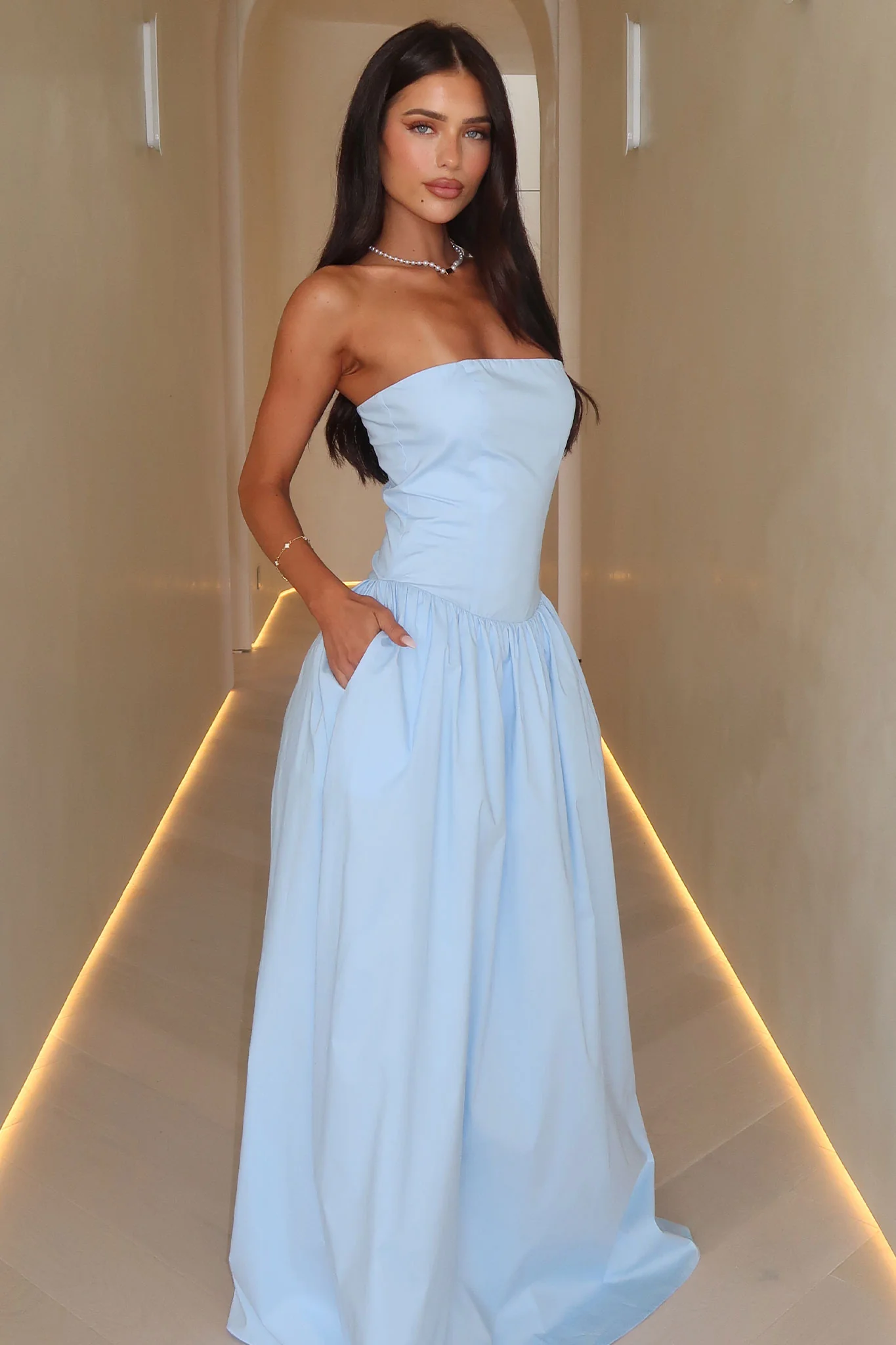 Iridessa Strapless Maxi Dress - Baby Blue - Image 7
