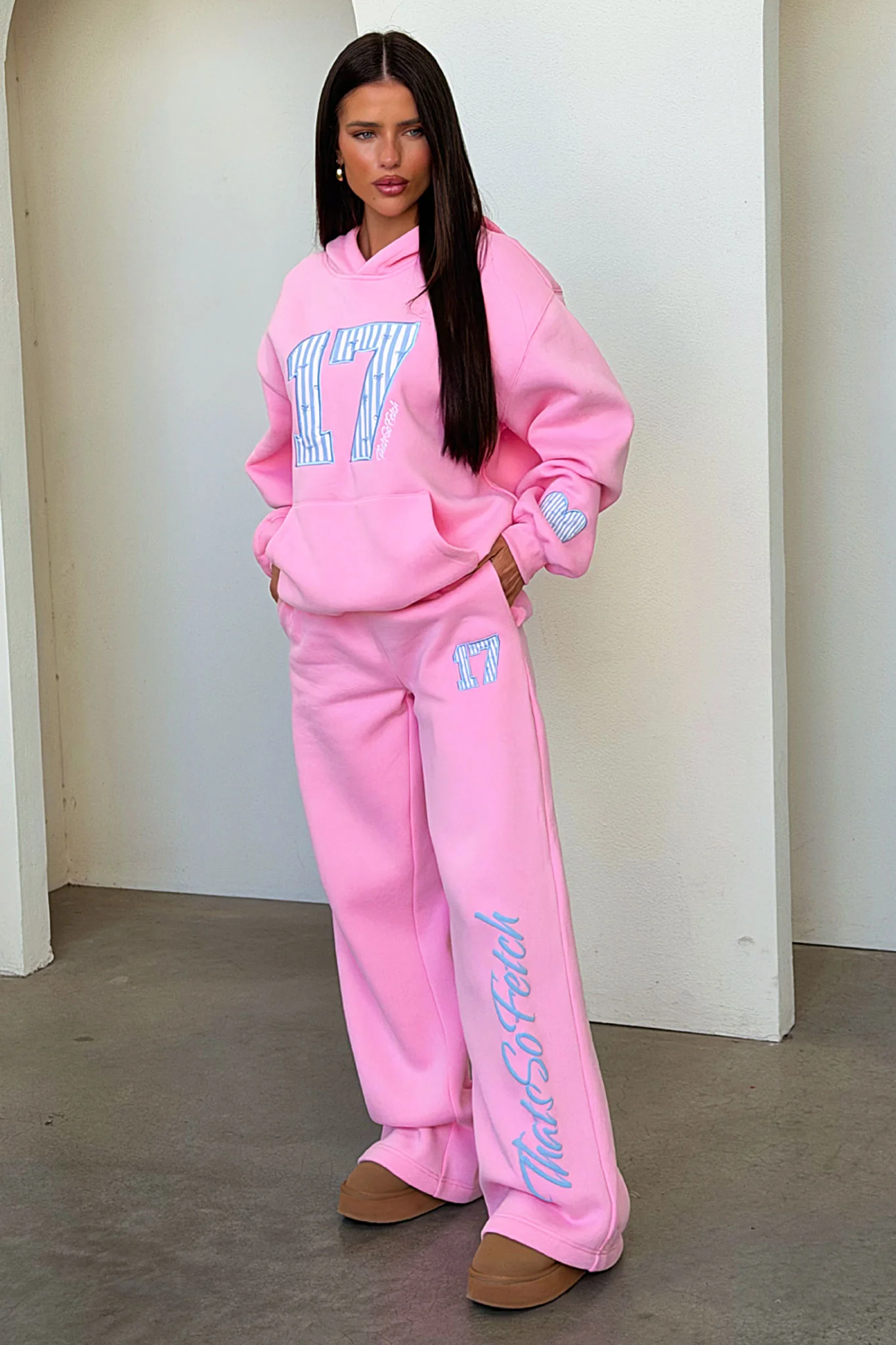 Kaile Wide Leg Sweatpants - Pink - Image 3