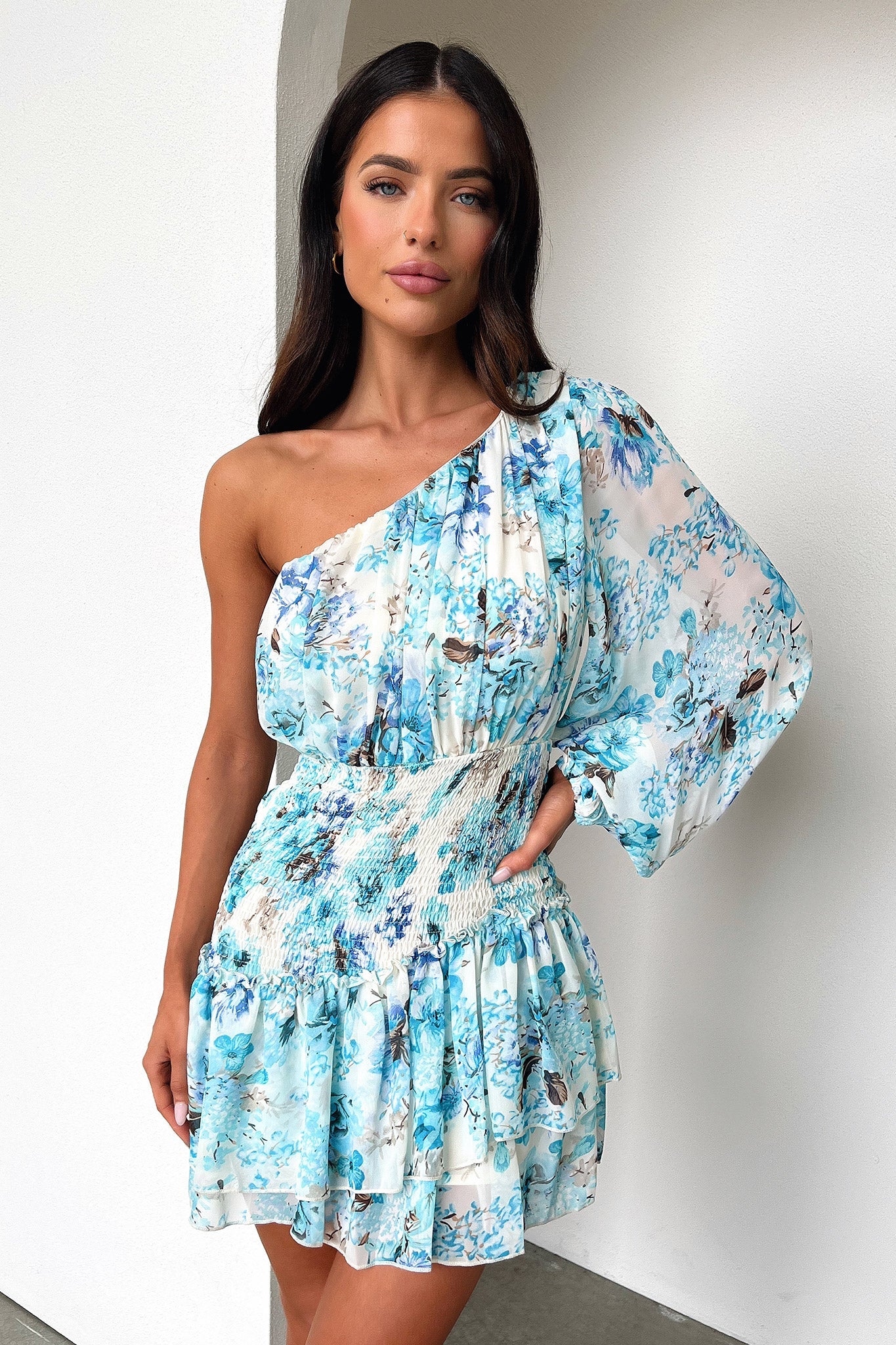 Katina Mini Dress - Dark Blue Floral - Image 2