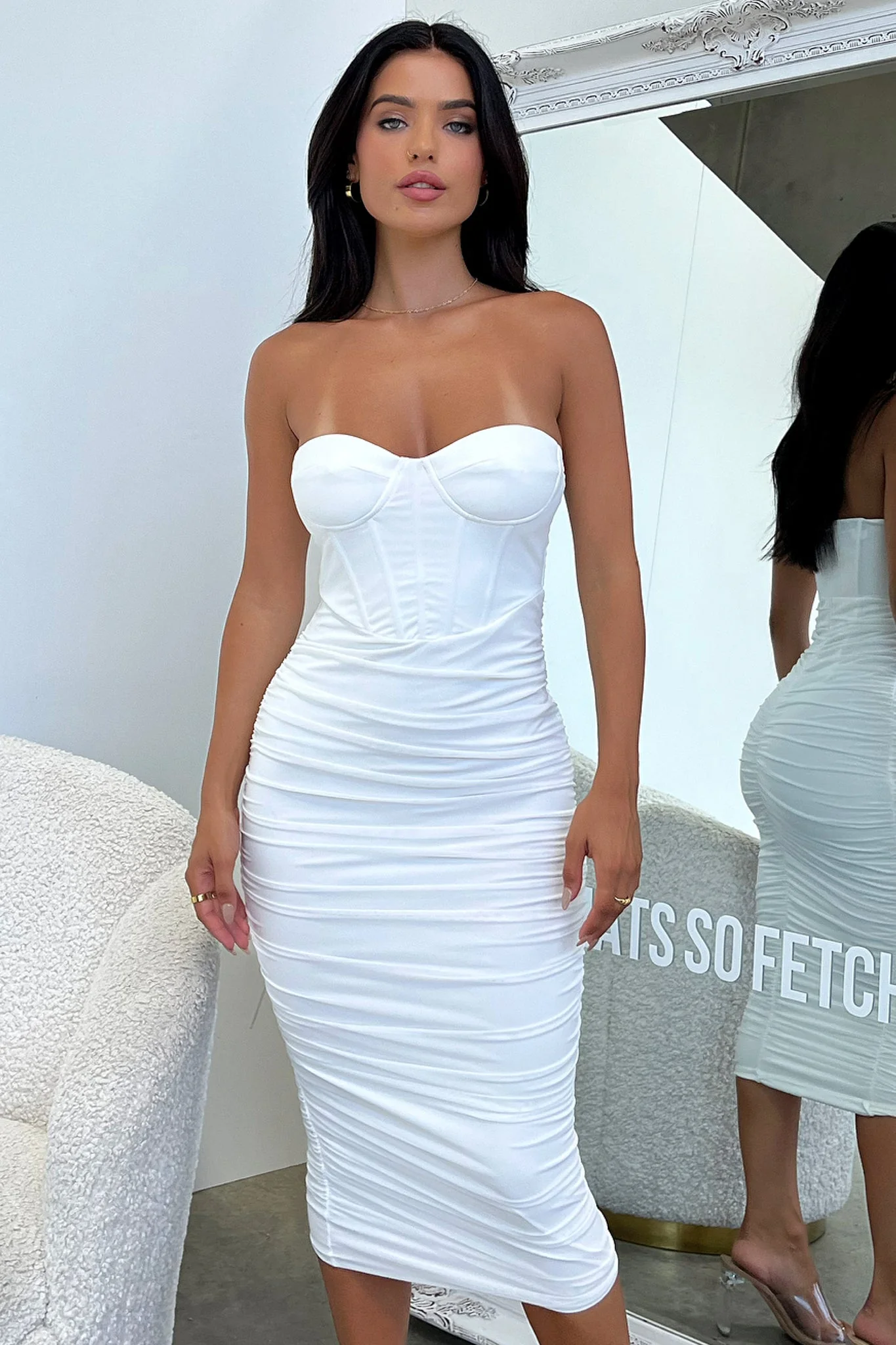 Keely Midi Dress - White - Image 3