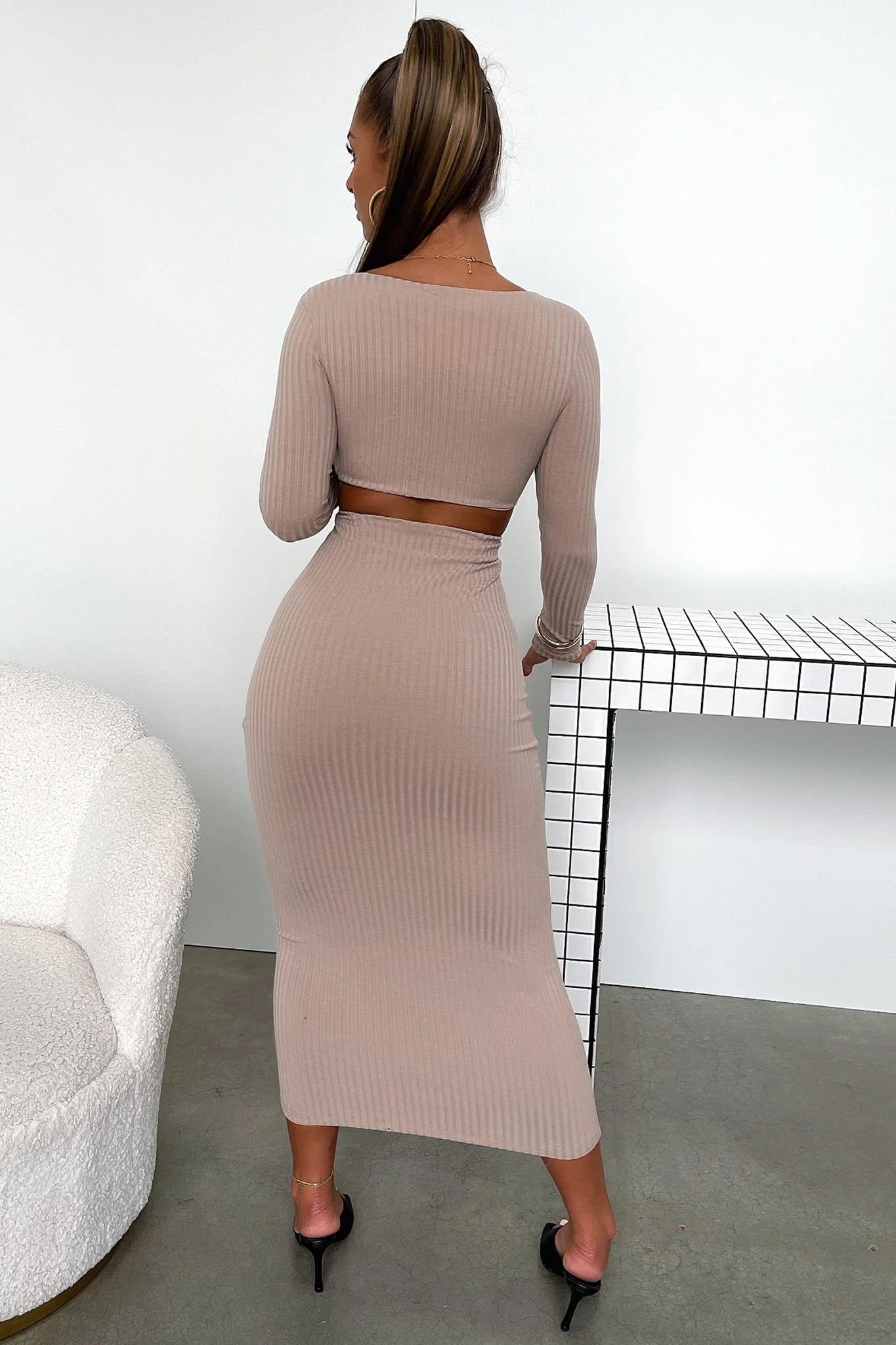 Laska Midi Dress - Tan - Image 5