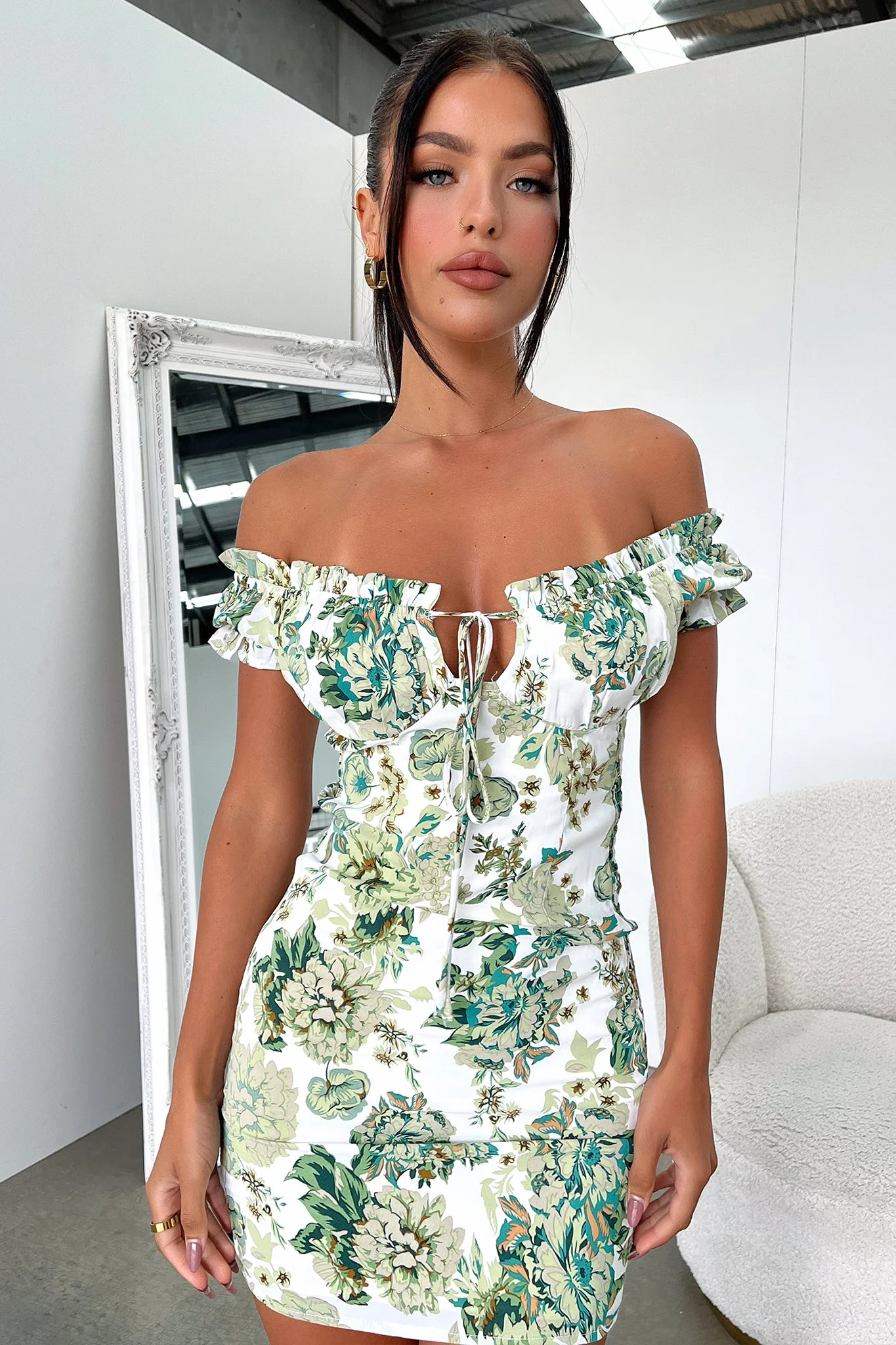 Maisie Dress - Green/White Floral - Image 5