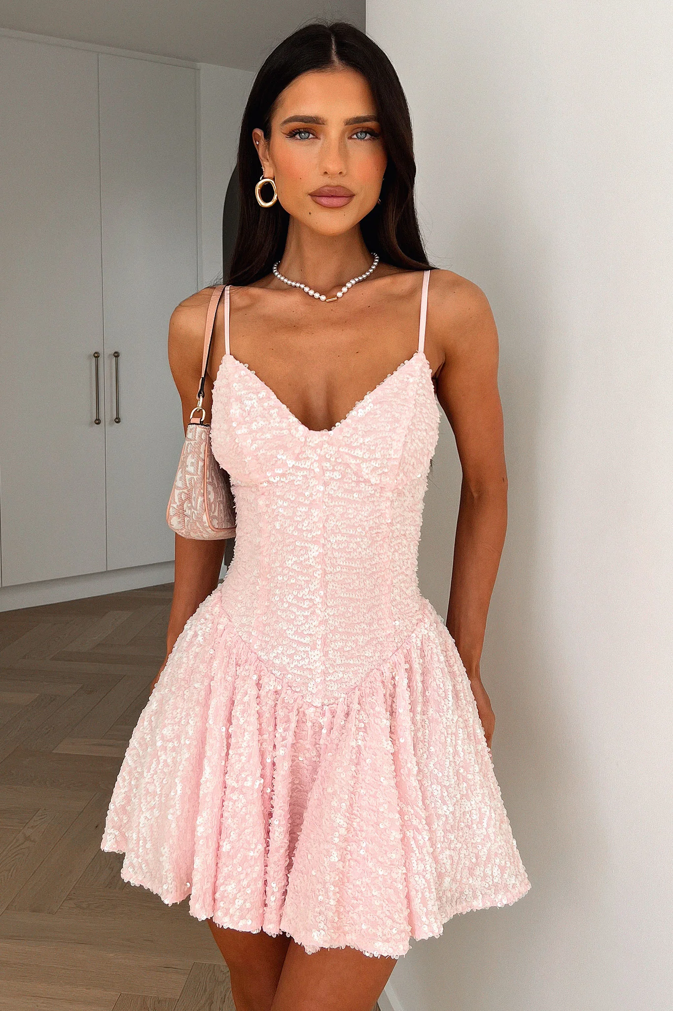 Mercedes Sequin Mini Dress - Baby Pink - Image 4