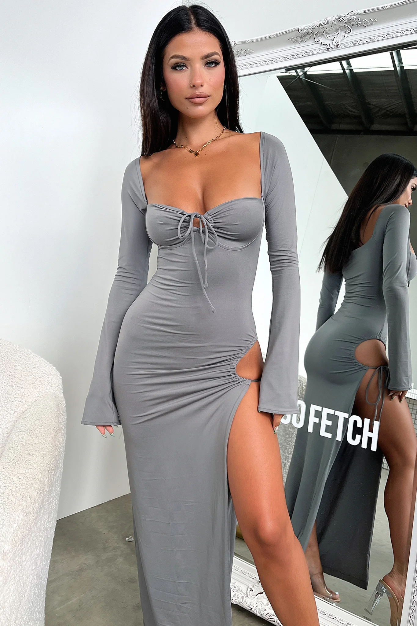 Noor Maxi Dress - Grey - Image 2
