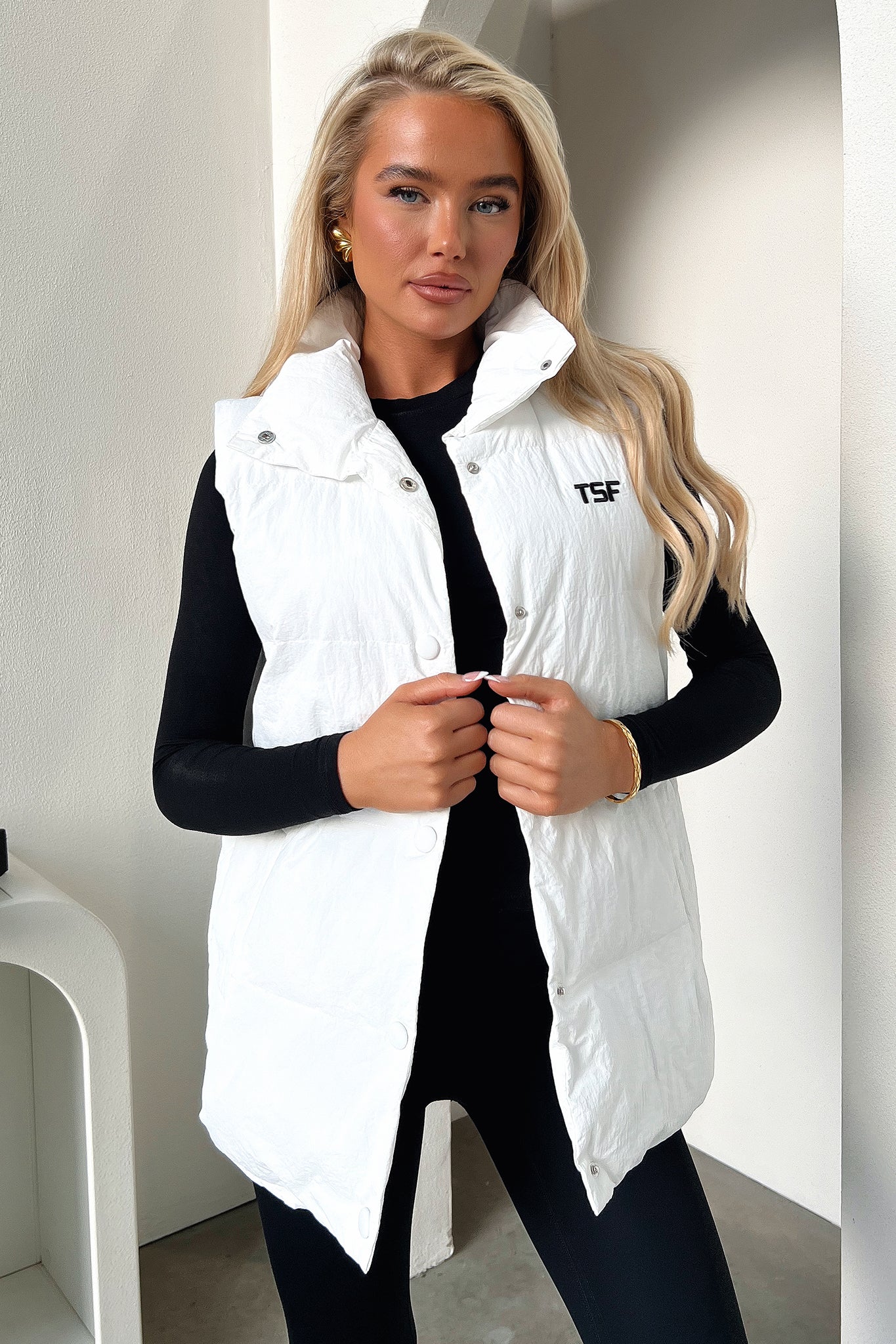 Sabre Puffer Vest - Cream - Image 3