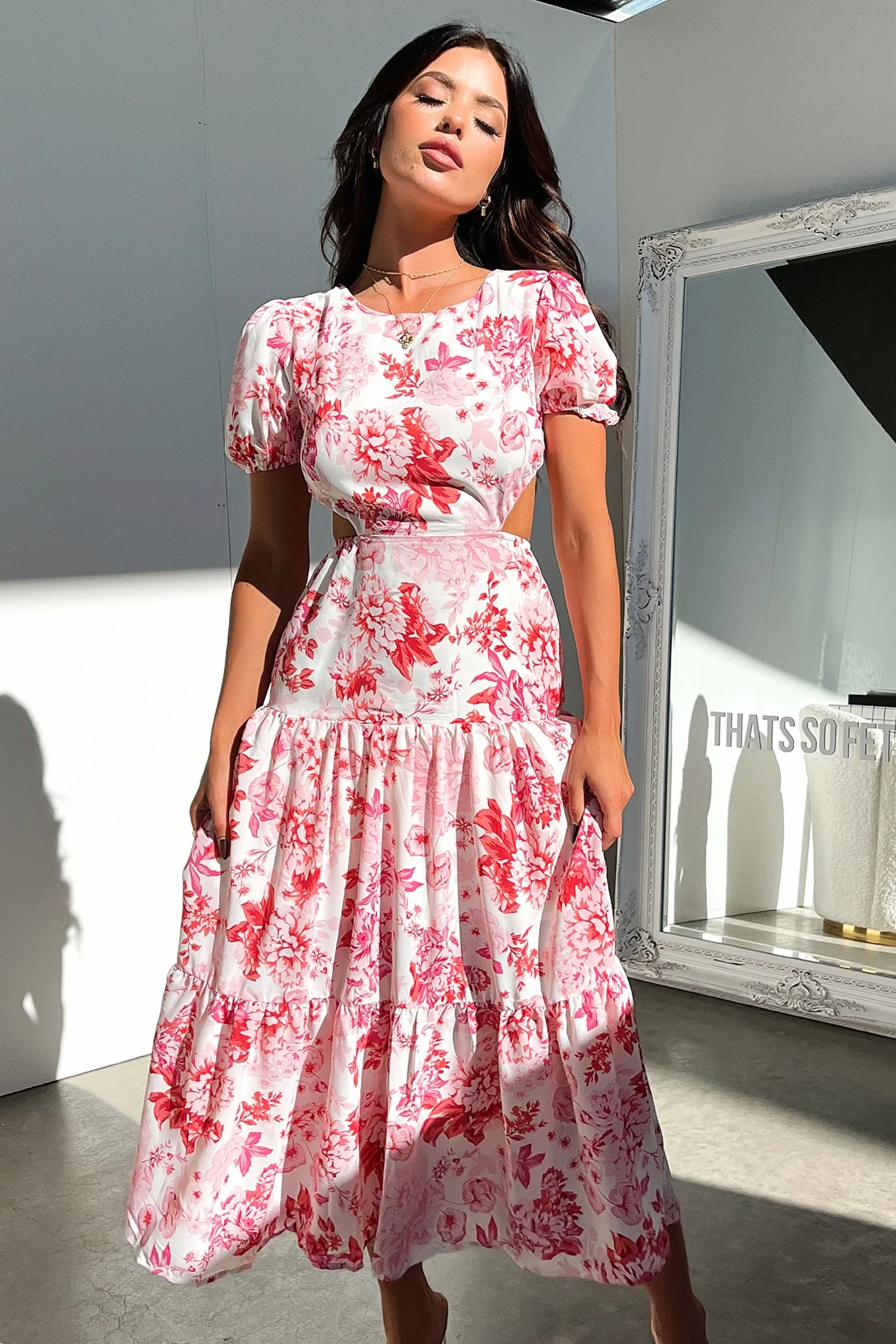 Sakia Midi Dress - Pink Floral - Image 3