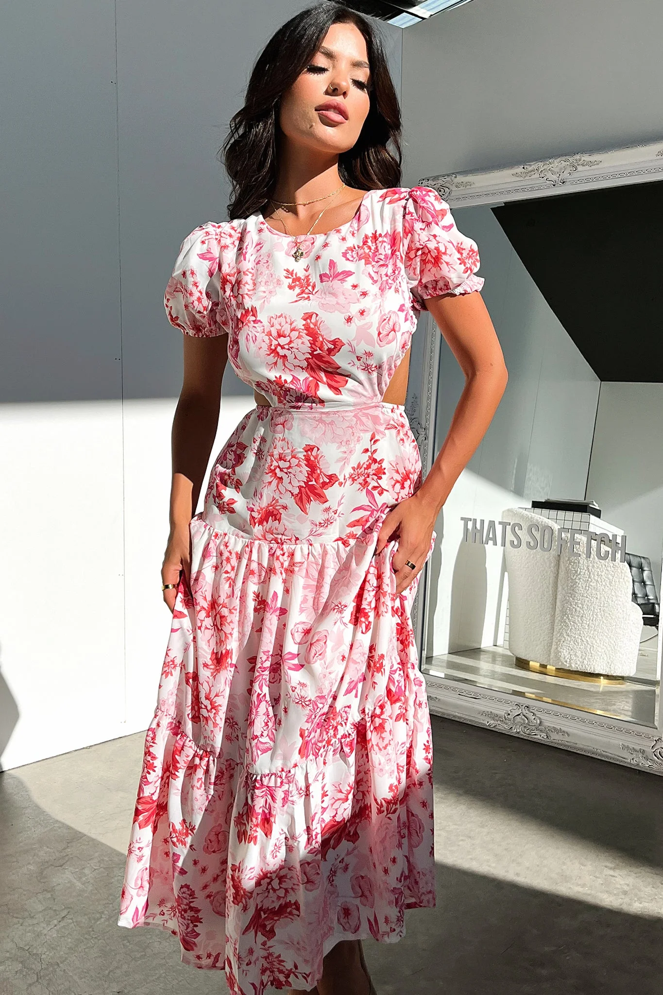 Sakia Midi Dress - Pink Floral - Image 5