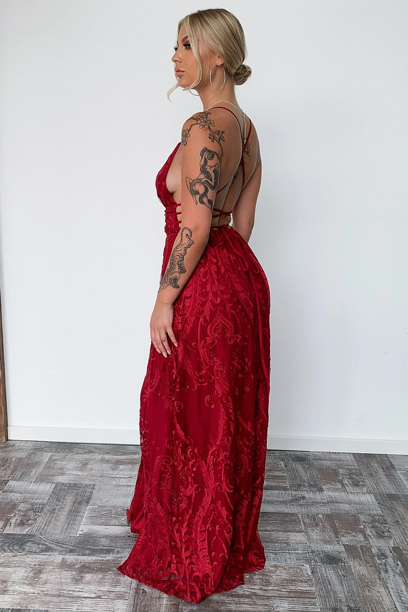 Scarlett Halter Maxi Dress - Burgundy - Image 7