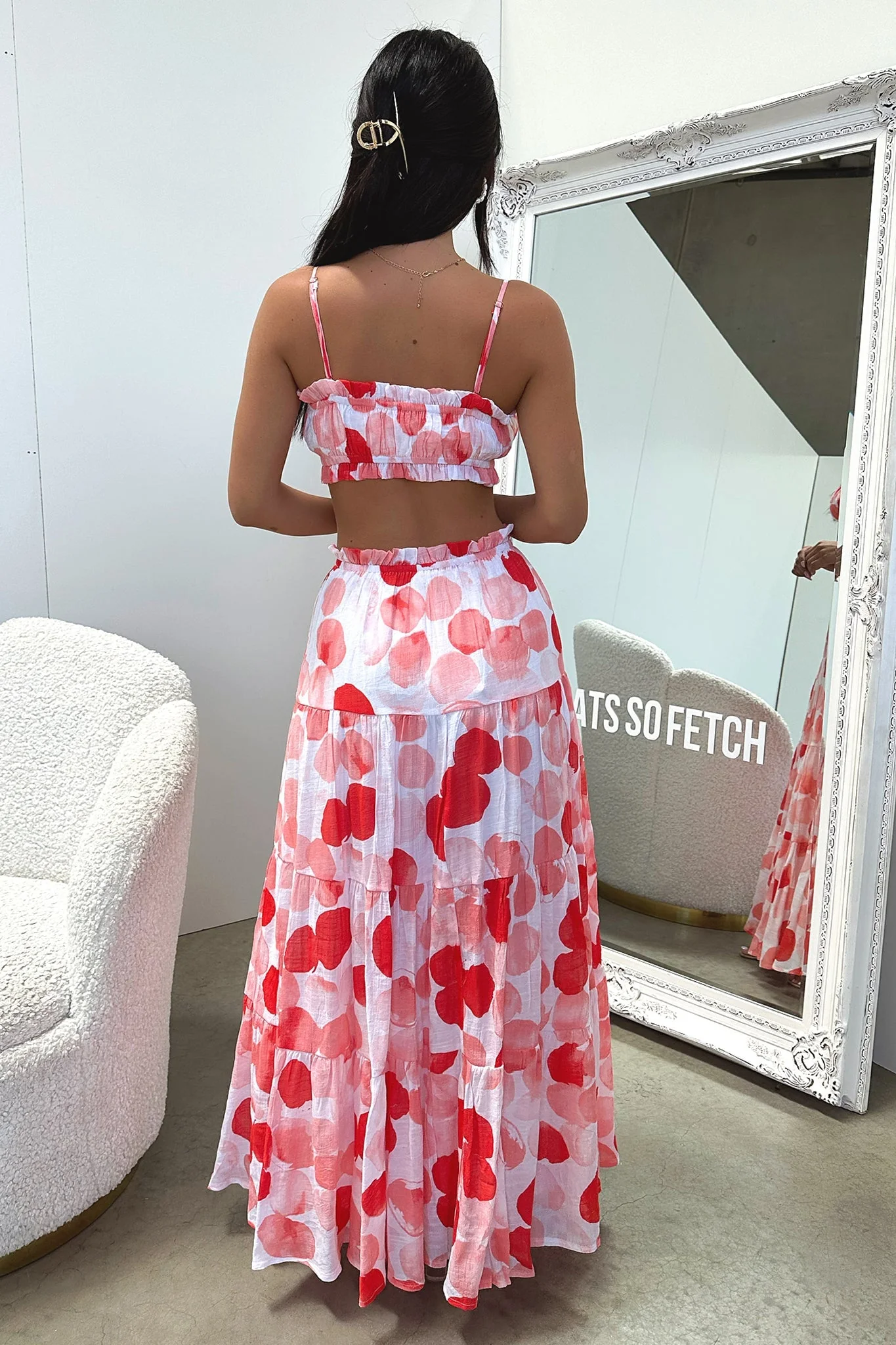 Selina Crop - Red / White Print - Image 7