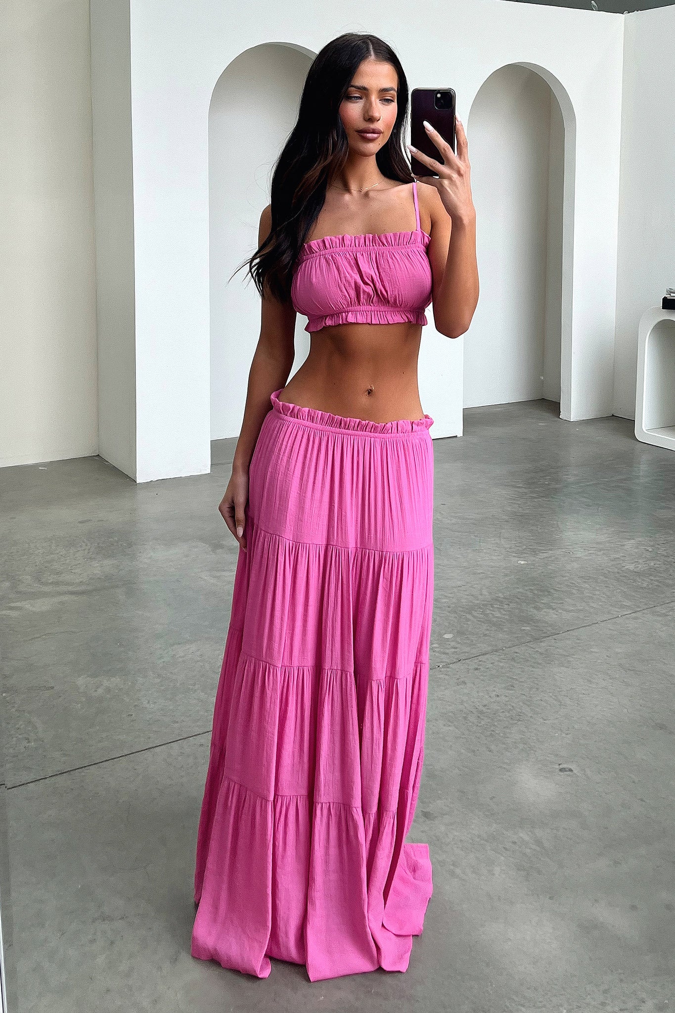Selina Tiered Maxi Skirt - Pink - Image 7