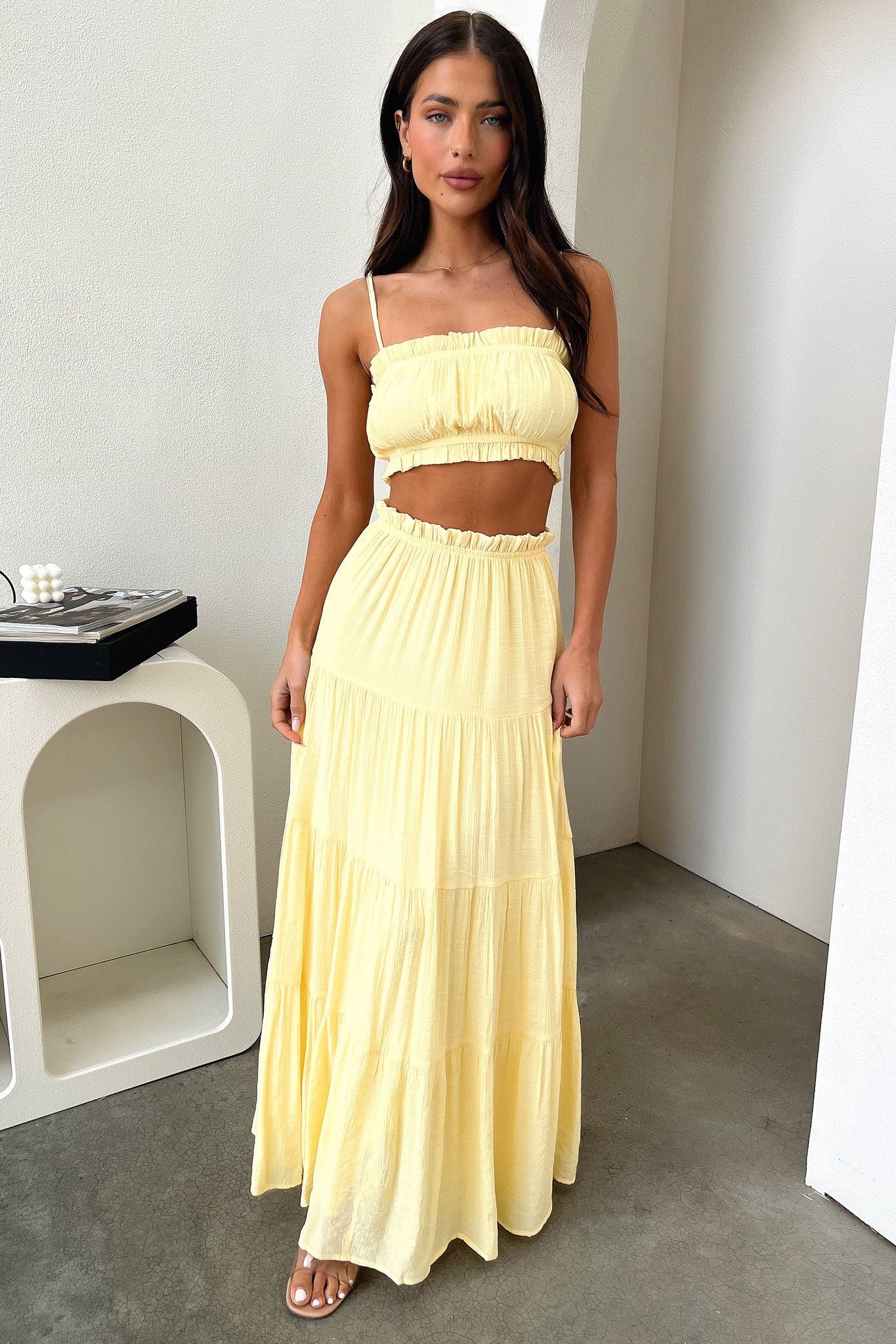 Selina Tiered Maxi Skirt - Yellow - Image 5