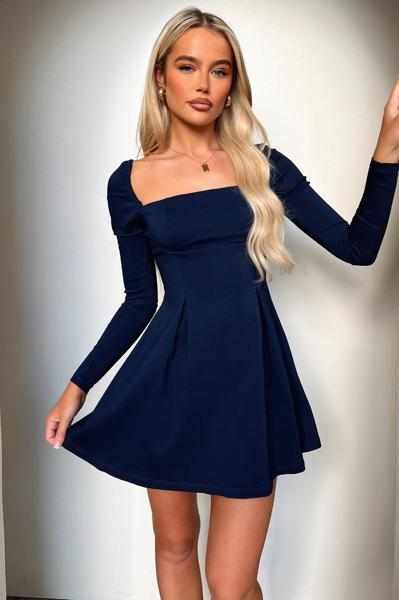 Tabitha Long Sleeve Mini Dress - Navy - Image 4