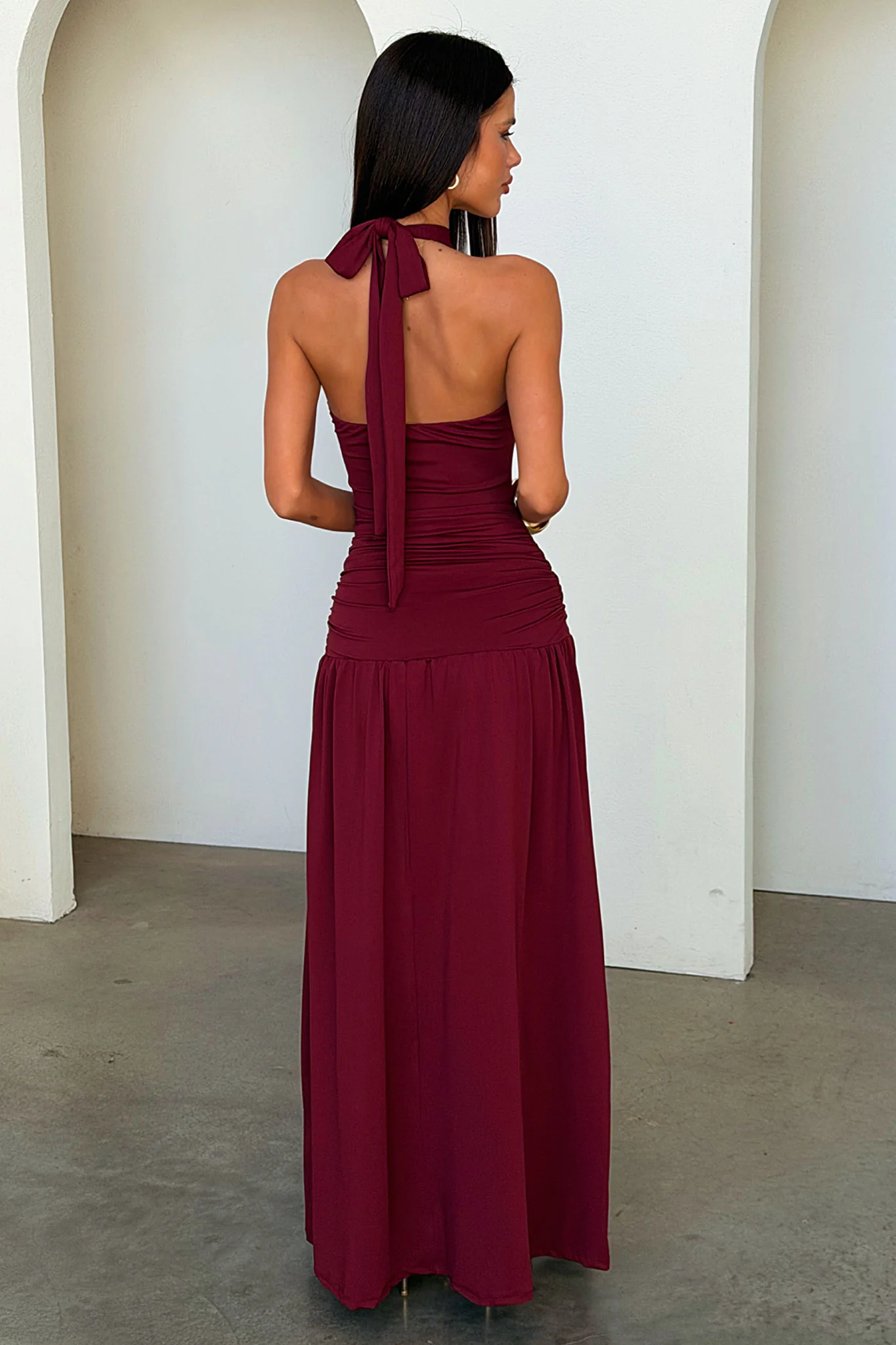Tallulah High Neck Maxi Dress - Burgundy - Image 7