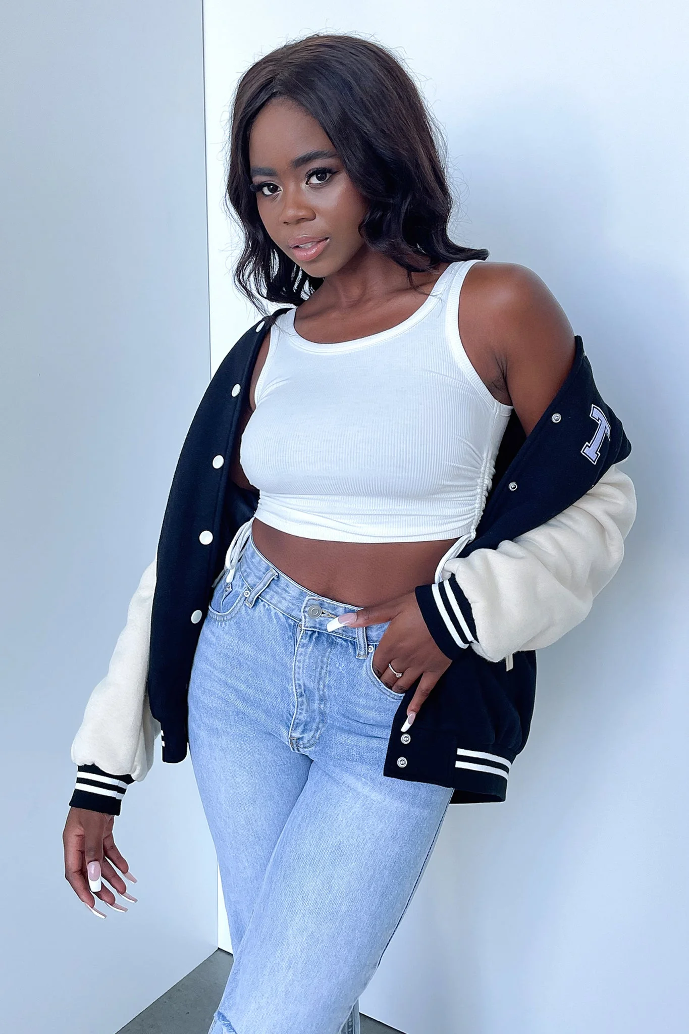 Varsity Jacket - Black/Beige - Image 8