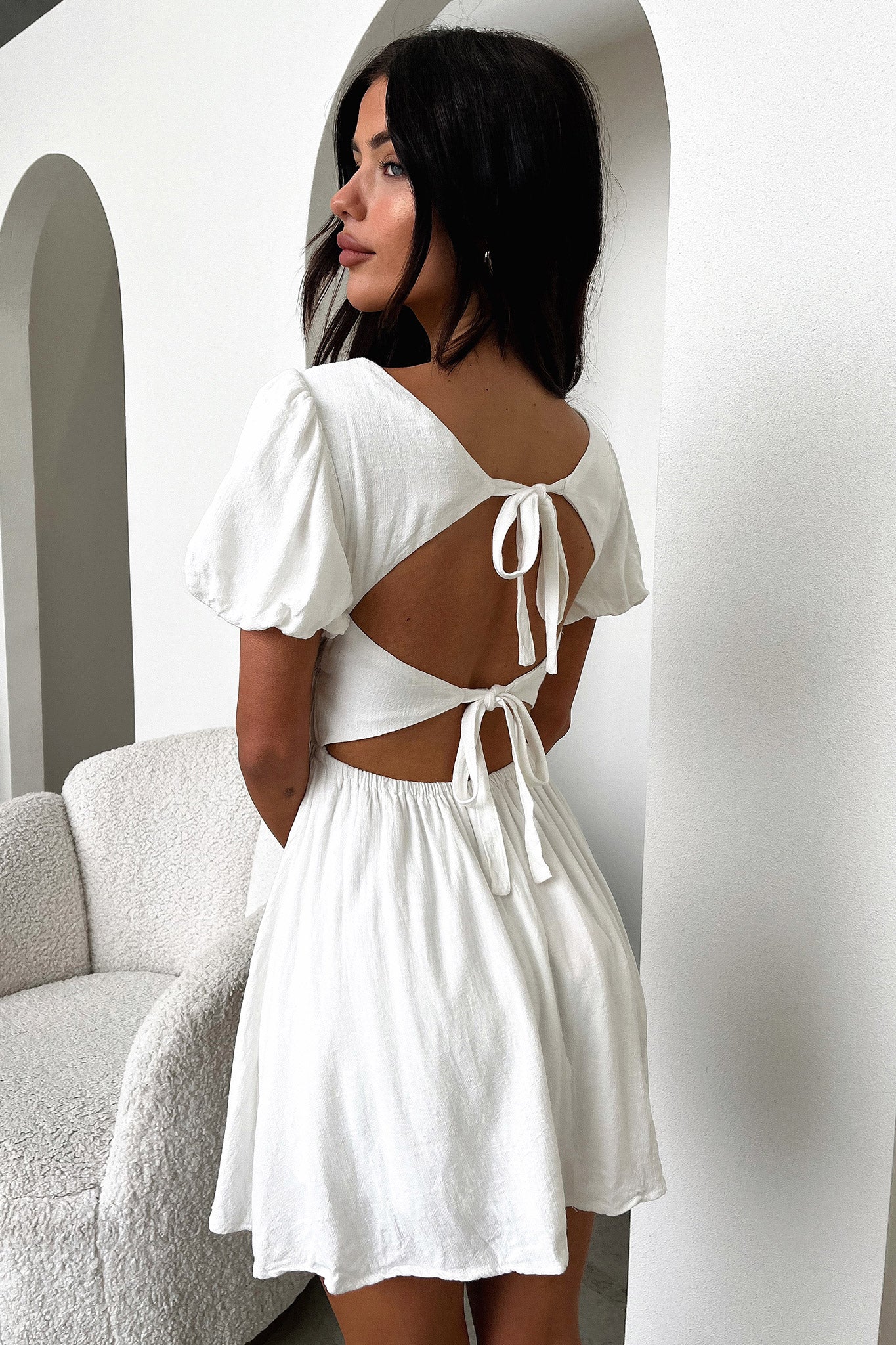 Whitney Mini Dress - White - Image 4