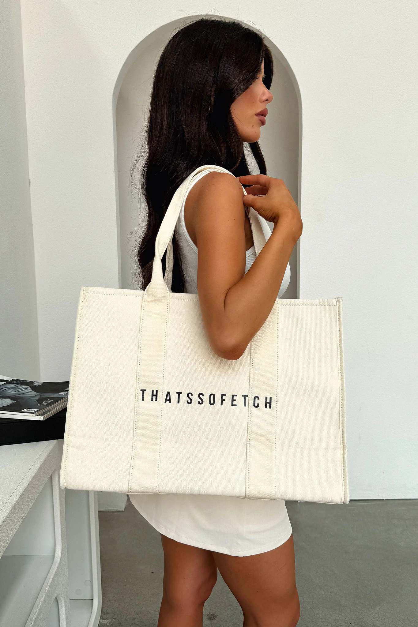 Xenia Large Tote Bag - Beige - Image 3